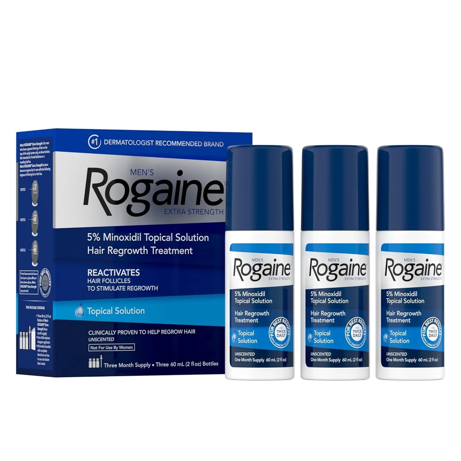 ROGAINE Minoxidil líquido 5% pack de 3 — imagen 1